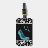 Aqua Stiletto Hiel Monogrammed Bagagelabel (Voorkant verticaal)