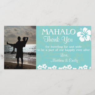 Aqua Strand Bloemen Bedankkaart Fotokaart