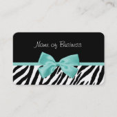 Aqua Strik ontwerp met zebraprint Visitekaartje (Voorkant)