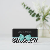 Aqua Strik ontwerp met zebraprint Visitekaartje (Staand voorkant)