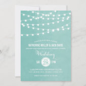 Aqua String Lights Wedding Uitnodiging (Voorkant)