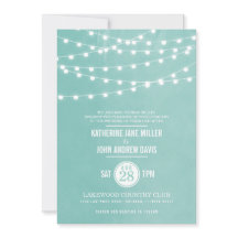Aqua String Lights Wedding Uitnodiging