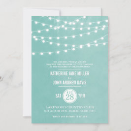 Aqua String Lights Wedding Uitnodiging