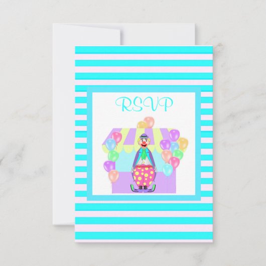 Aqua stripe cirque clown rsvp (Devant)