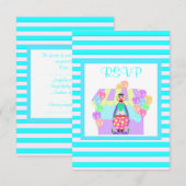 Aqua stripe cirque clown rsvp (Devant / Derrière)