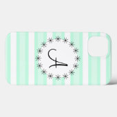 Aqua Stripe 'Monogram' iPad Mini coque (Verso (horizontal))