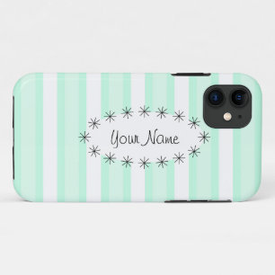 Aqua Stripe ovale ster 'Naam' iPhone case