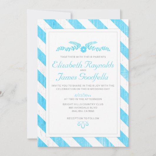 Aqua Stripes Invitations De Mariage (Devant)