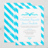 Aqua Stripes Invitations De Mariage (Devant / Derrière)