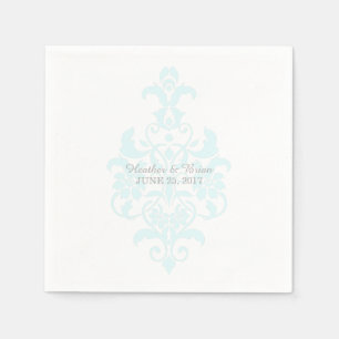 Aqua Subtle Damask Paper Napkins Servetten