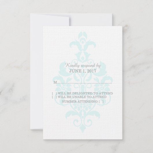 Aqua Subtle Damask Response Kaart (Voorkant)