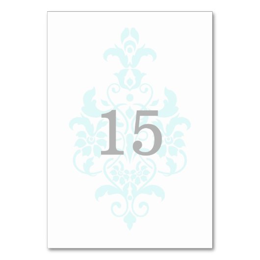 Aqua Subtle Damask Table Kaart (Voorkant)