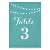Aqua Summer String Licht Trouwtafel Nummers Kaart (Achterkant)
