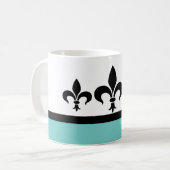 Aqua Swanky Fleur De Lis Mug (Devant gauche)