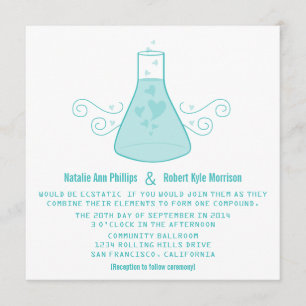 Aqua Sweet Chemistry Wedding Invite Kaart