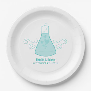 Aqua Sweet Chemistry Wedding Paper Borden Papieren Bordje