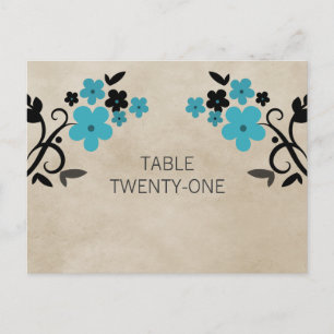 Aqua Sweet Vintage Floral Numéro de table Carte po