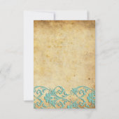 Aqua  Swirl Damask Wedding Reception Kaart (Achterkant)