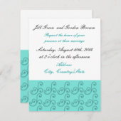 Aqua Swirl Faire-part de mariage (Devant / Derrière)