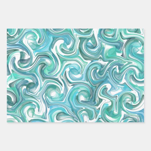 Aqua Swirl Wrapping Paper (Voorkant 3)