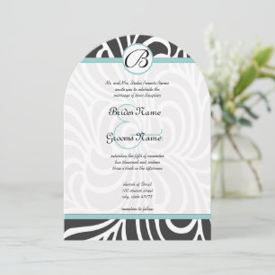 Aqua Swirls Wedding Invitation Kaart
