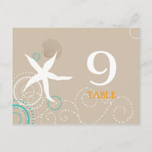 Aqua Tan White Beach Numéros de table de mariage