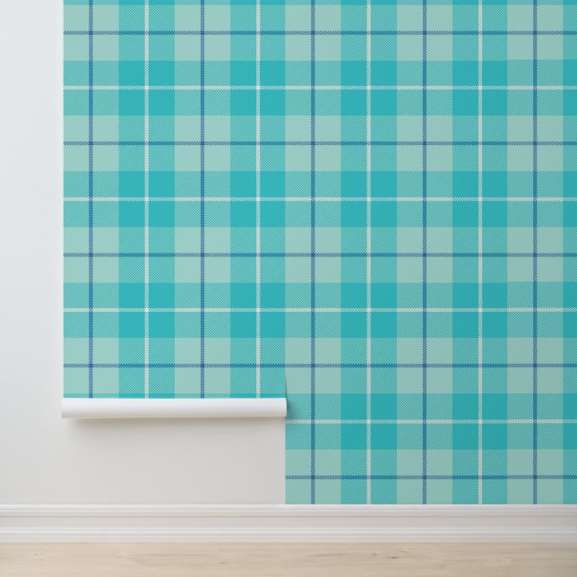 Aqua Tartan Plaid Behang (Applicatie)