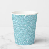 Aqua Teal Blauwe Glitter en Glans Monogram Papieren Bekers (Achterkant)