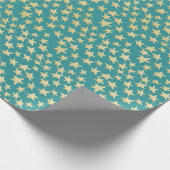 Aqua & Teal Christmas Wrapping Paper with Gold Acc Cadeaupapier (Hoek)