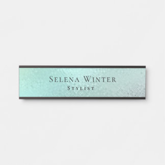 Aqua Teal Elegante Naambadge voor Stylisten Deurbordje