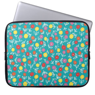 Aqua/teal kinderbloem ditsy laptophoes laptop sleeve