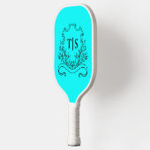 Aqua Teal Monogram Tropical Classic Crest Pickleball Paddle (Links)