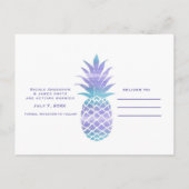 Aqua Teal Paarse Ananas Tropisch Save the Date Aankondigingskaart (Achterkant)