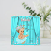 Aqua Teal Prinses Baby Shower Zilver Blond Kaart (Staand voorkant)