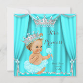 Aqua Teal Prinses Baby Shower Zilver Blond Kaart (Voorkant)