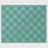 Aqua & Teal Xmas Wrapping Paper with Gold Accents Cadeaupapier (Vlak)
