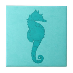 Aqua Teal Zeepaard Digitaal Mozaïek Tegeltje