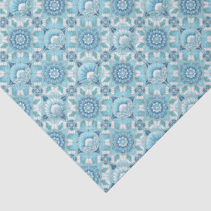 Aqua, Teals, Blues & Witte Art Deco Kust Tissuepapier