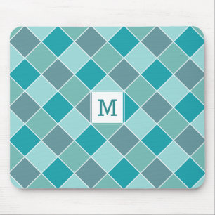 Aqua Tegel Pattern aangepaste monogram mousepad Muismat