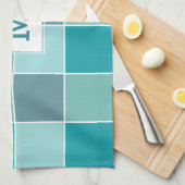 Aqua Tegels aangepaste handdoek op monogram (Quarter Fold)