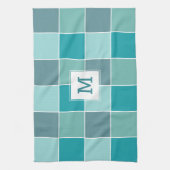 Aqua Tegels aangepaste handdoek op monogram (Verticaal)