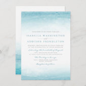 Aqua Tides | Waterverf bruiloft Kaart (Voorkant / Achterkant)