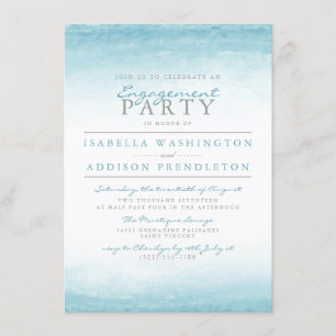 Aqua Tides Waterverf Engagement Party Kaart