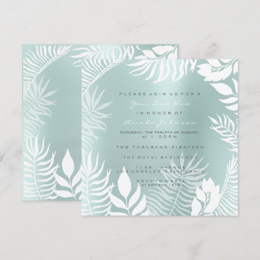 Aqua Tiffany Metaal Glitter Tropic Wit Blauw Kaart (Voorkant / Achterkant)