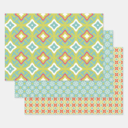 Aqua Tiki Vibe Set van wikkelpapier Inpakpapier Vel