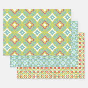 Aqua Tiki Vibe Set van wikkelpapier Inpakpapier Vel