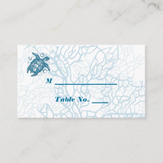 Aqua tortue Love Mariage Cartes de Place (Devant)
