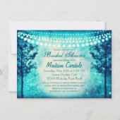 Aqua Tree String Lights Vrijgezellenfeest nodigt u Kaart (Voorkant)