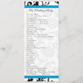 Aqua Trim Black Damask Wedding Program Programma (Achterkant)