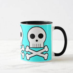 Aqua triple de tasse de café de crânes de pirate